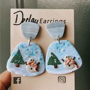 Snowman polymer clay earrings